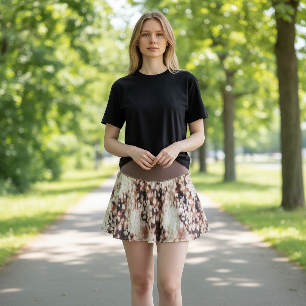 OFFLINE by Aerie Real Me Skort Women Medium Brown Pattern Excellent Activewear